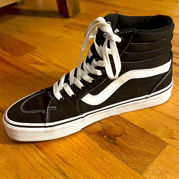 VANS Sk8-Hi Black & White Shoes - W8 - Picture 1 of 4